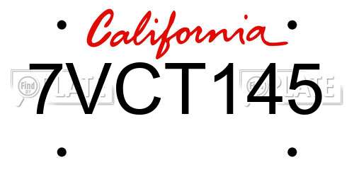 7VCT145 California License Plate