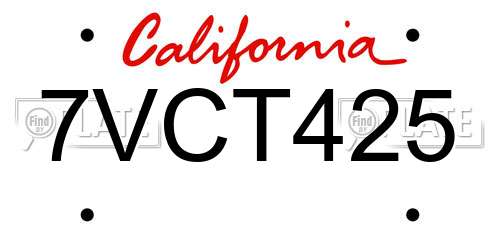 7VCT425 California License Plate