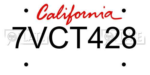 7VCT428 California License Plate