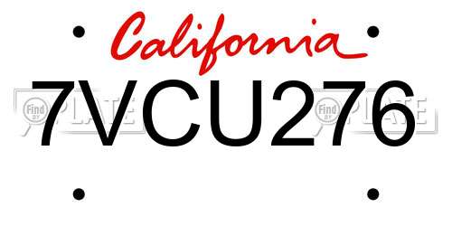 7VCU276 California License Plate