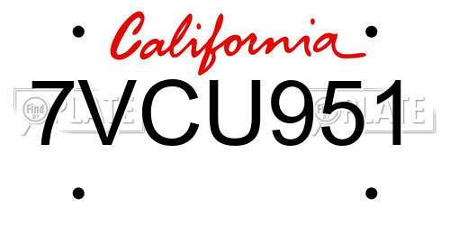 7VCU951 California License Plate