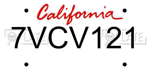 7VCV121 California License Plate