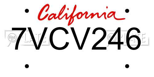 7VCV246 California License Plate