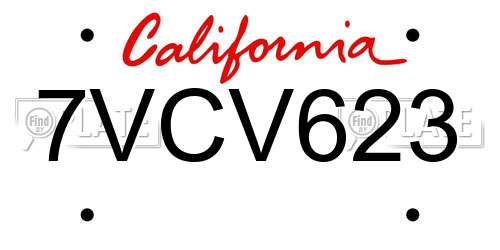 7VCV623 California License Plate