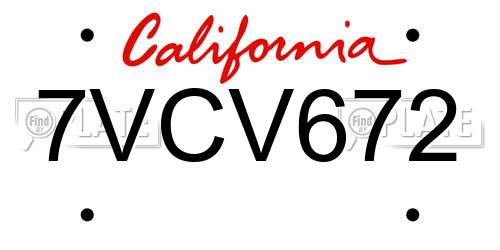 7VCV672 California License Plate