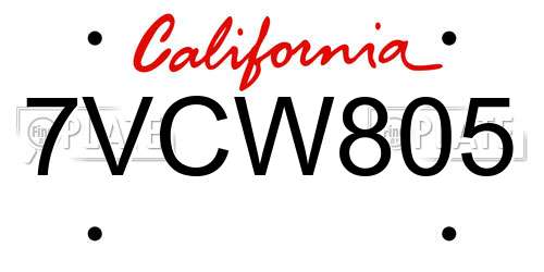 7VCW805 California License Plate