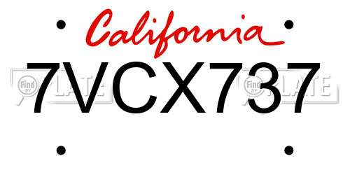 7VCX737 California License Plate