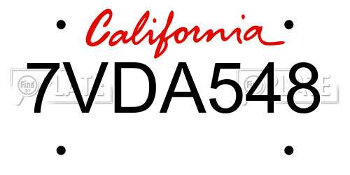 7VDA548 California License Plate