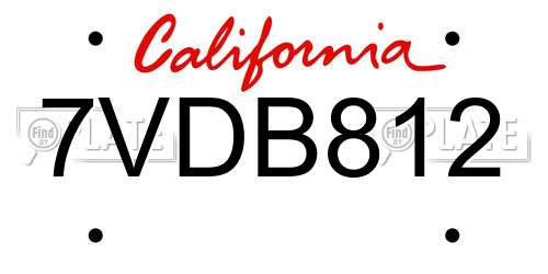 7VDB812 California License Plate