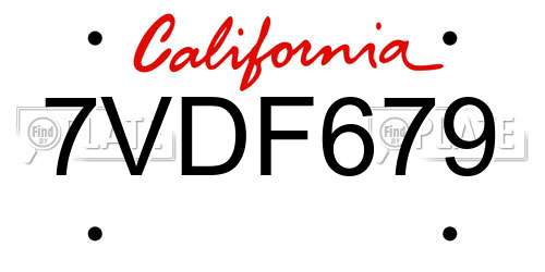 7VDF679 California License Plate