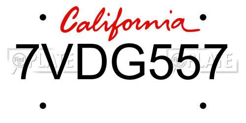 7VDG557 California License Plate