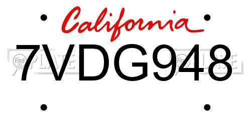 7VDG948 California License Plate