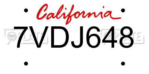 7VDJ648 California License Plate