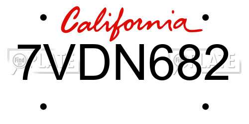 7VDN682 California License Plate