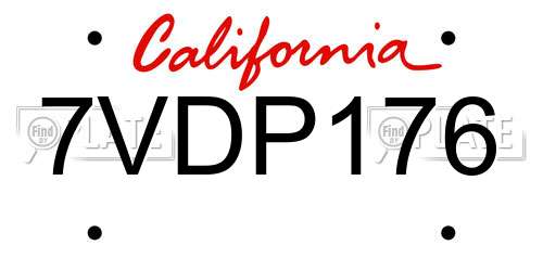 7VDP176 California License Plate