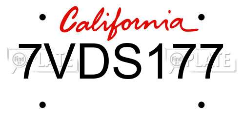 7VDS177 California License Plate