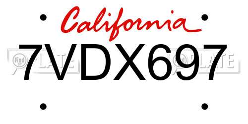 7VDX697 California License Plate