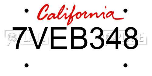 7VEB348 California License Plate