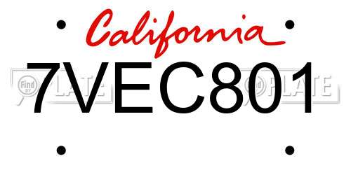 7VEC801 California License Plate