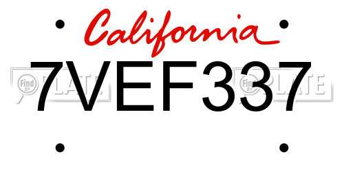 7VEF337 California License Plate