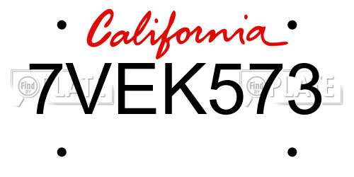 7VEK573 California License Plate