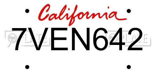 7VEN642 California License Plate