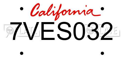 7VES032 California License Plate