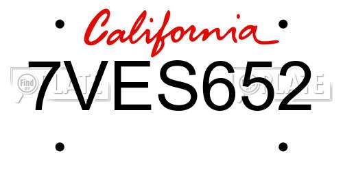 7VES652 California License Plate