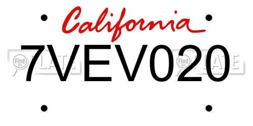 7VEV020 California License Plate
