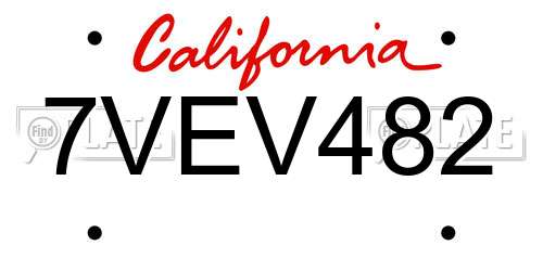 7VEV482 California License Plate
