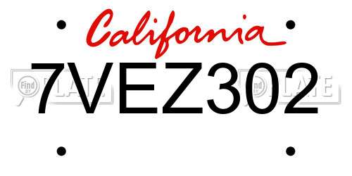7VEZ302 California License Plate