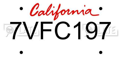 7VFC197 California License Plate