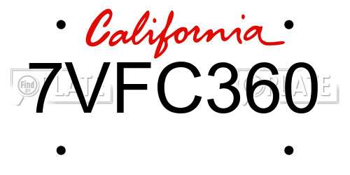 7VFC360 California License Plate