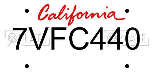 7VFC440 California License Plate