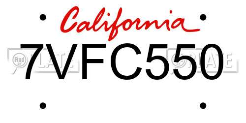 7VFC550 California License Plate