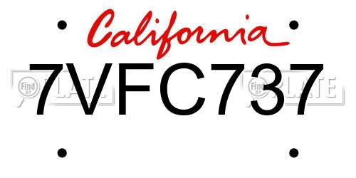 7VFC737 California License Plate