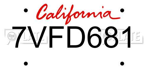 7VFD681 California License Plate