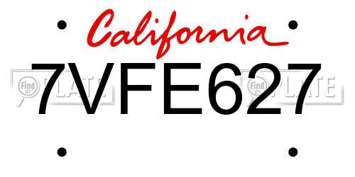 7VFE627 California License Plate