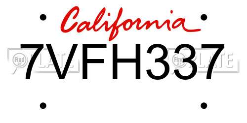7VFH337 California License Plate