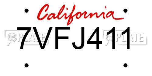 7VFJ411 California License Plate