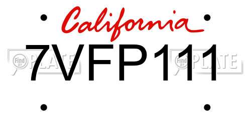 7VFP111 California License Plate