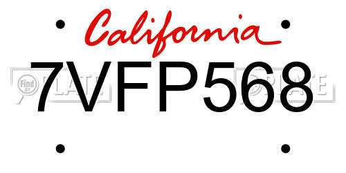 7VFP568 California License Plate