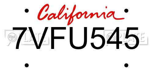 7VFU545 California License Plate
