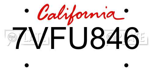 7VFU846 California License Plate