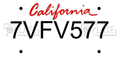 7VFV577 California License Plate