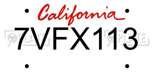 7VFX113 California License Plate