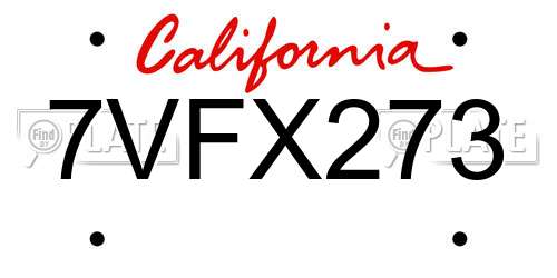 7VFX273 California License Plate