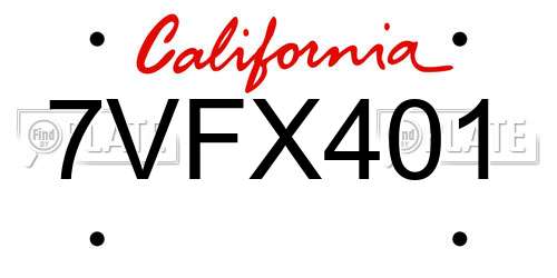 7VFX401 California License Plate