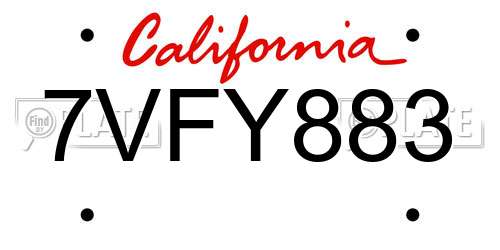 7VFY883 California License Plate
