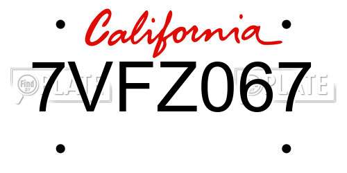 7VFZ067 California License Plate